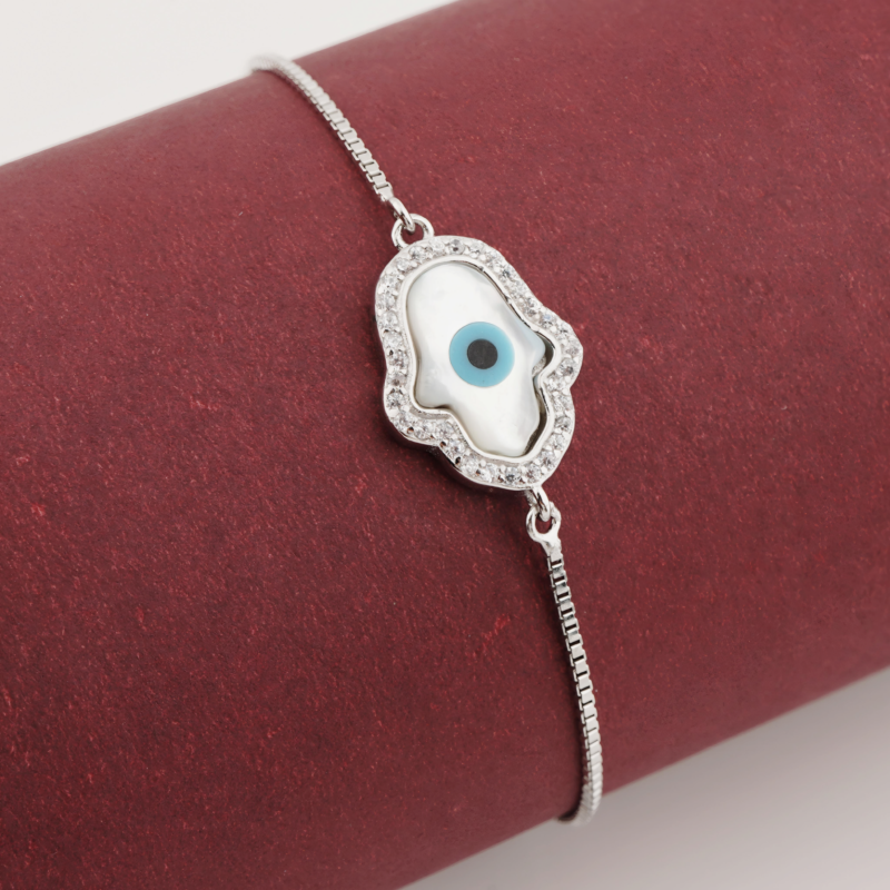 Silver adjustable Evil eye bracelet 2 - Image 5