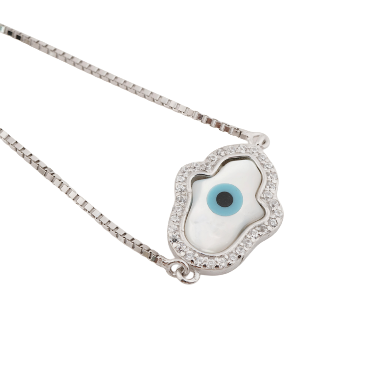 Silver adjustable Evil eye bracelet 2 - Image 4