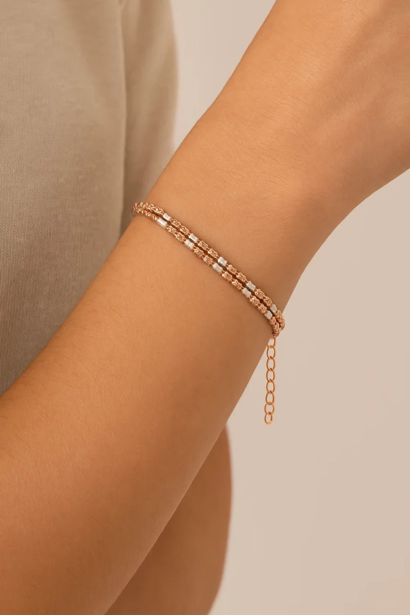 Rose silver Bead drop bracelet