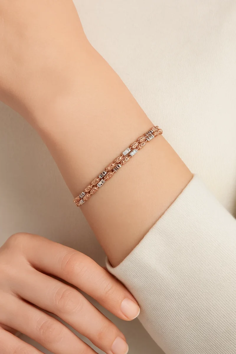 Rose silver Bead drop bracelet - Image 2