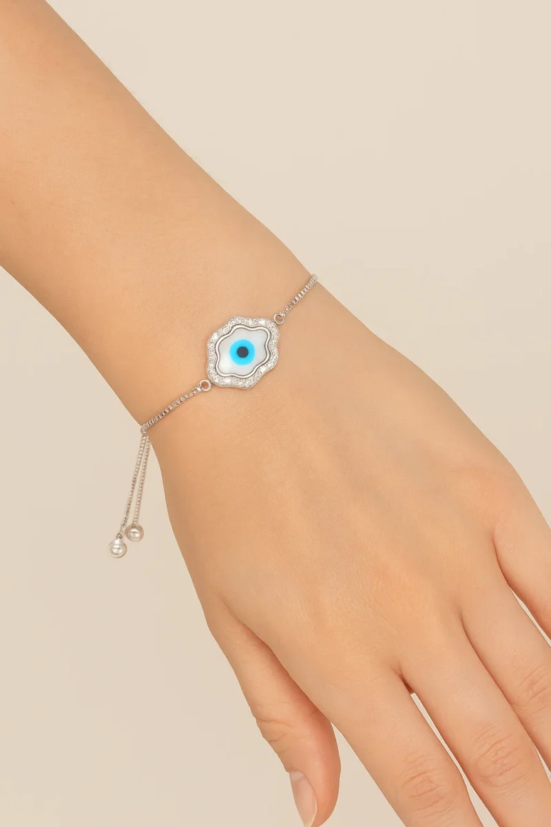 Silver adjustable Evil eye bracelet 2