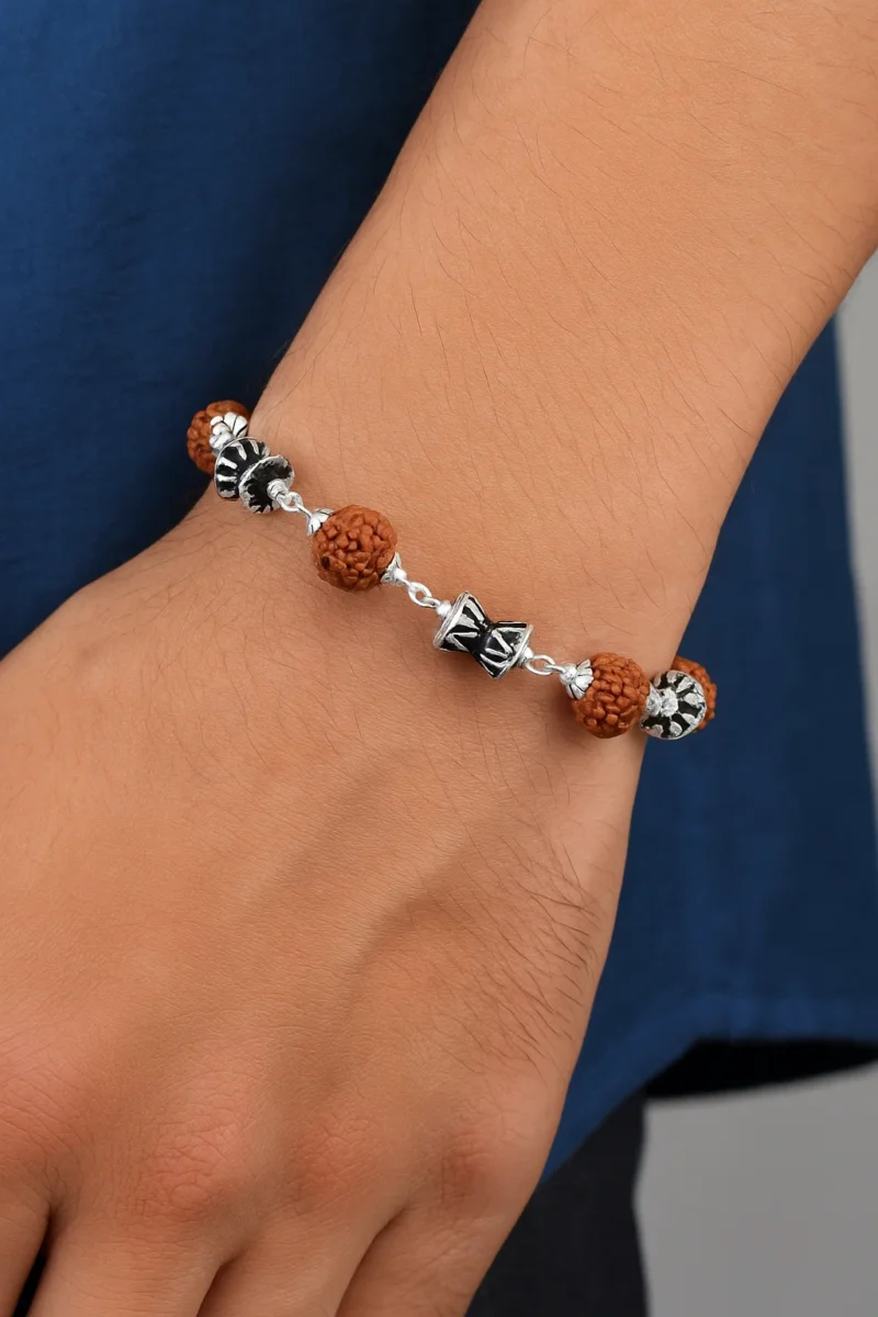 Silver Damru Rudraksh Bracelet - Image 3