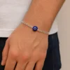 Silver evil eye men's Bracelet