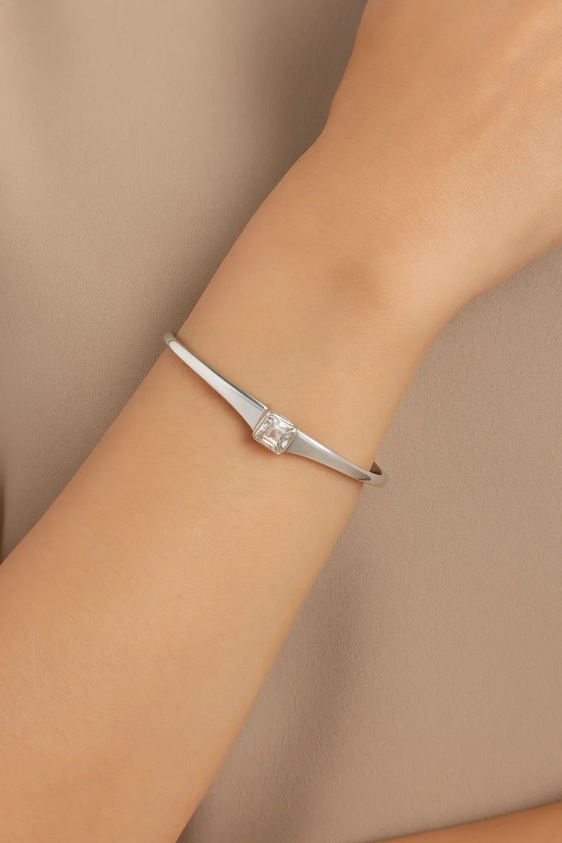 Silver Single Solitaire Kada - Image 11