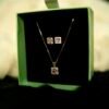 Pure 925 silver Zircon pink pendant and earring set