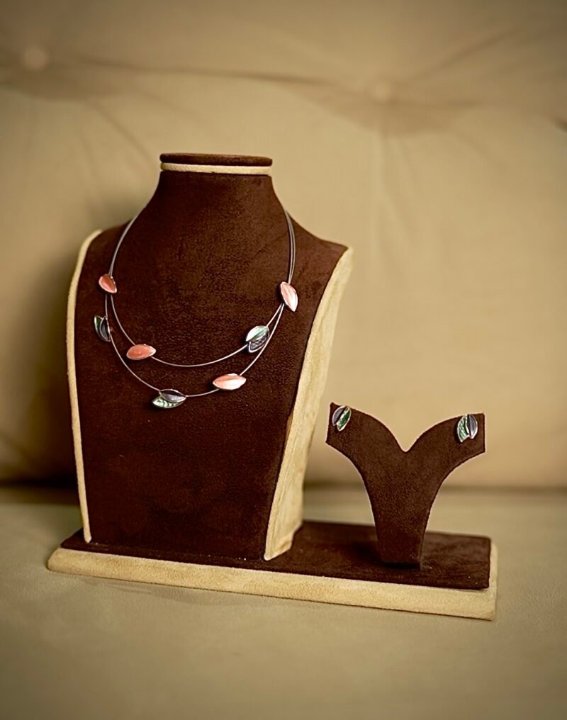 Pure 925 silver Russian Leaf Necklace & Earrings Set