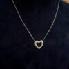 Pure 925 Silver Crystal Heart Pendant chain set