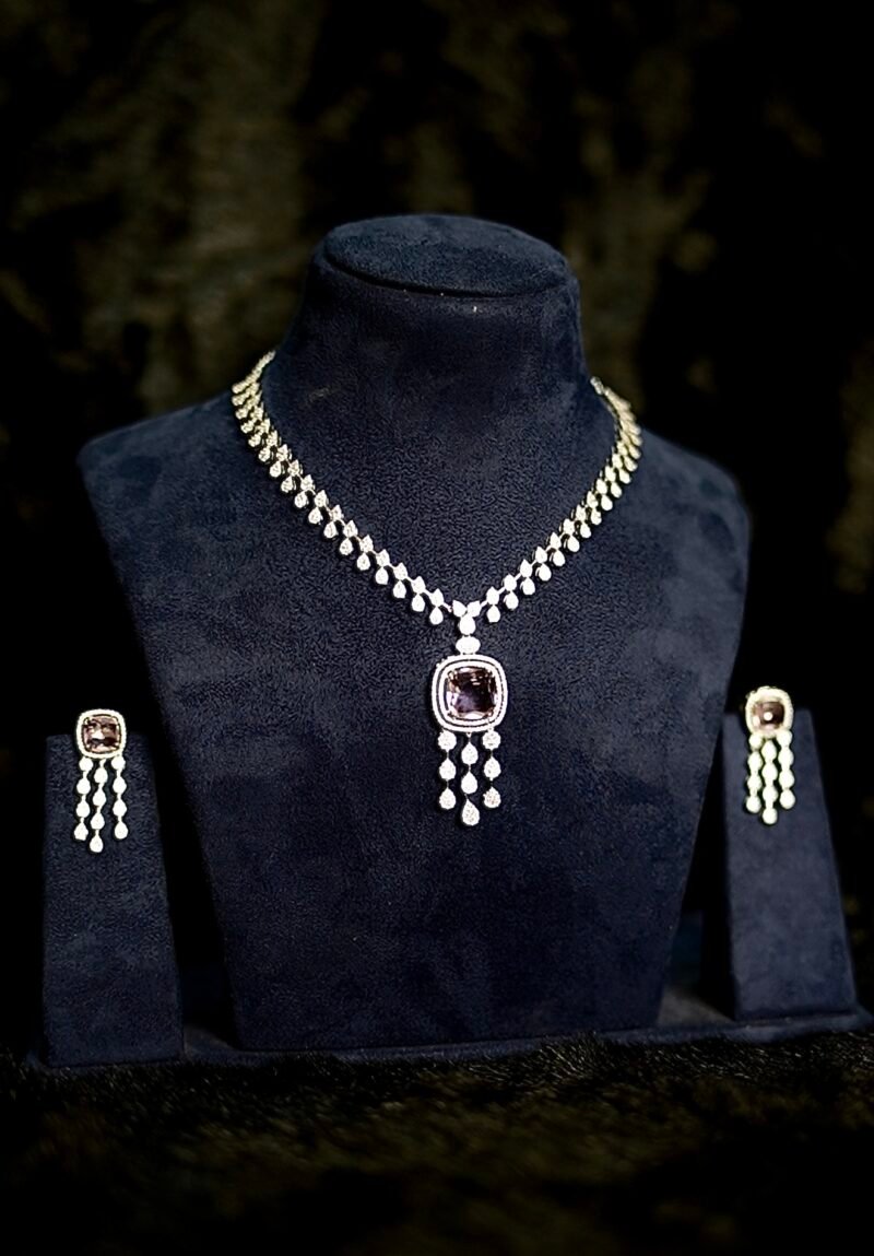 Royal Centerpiece CZ Necklace & Earrings Set