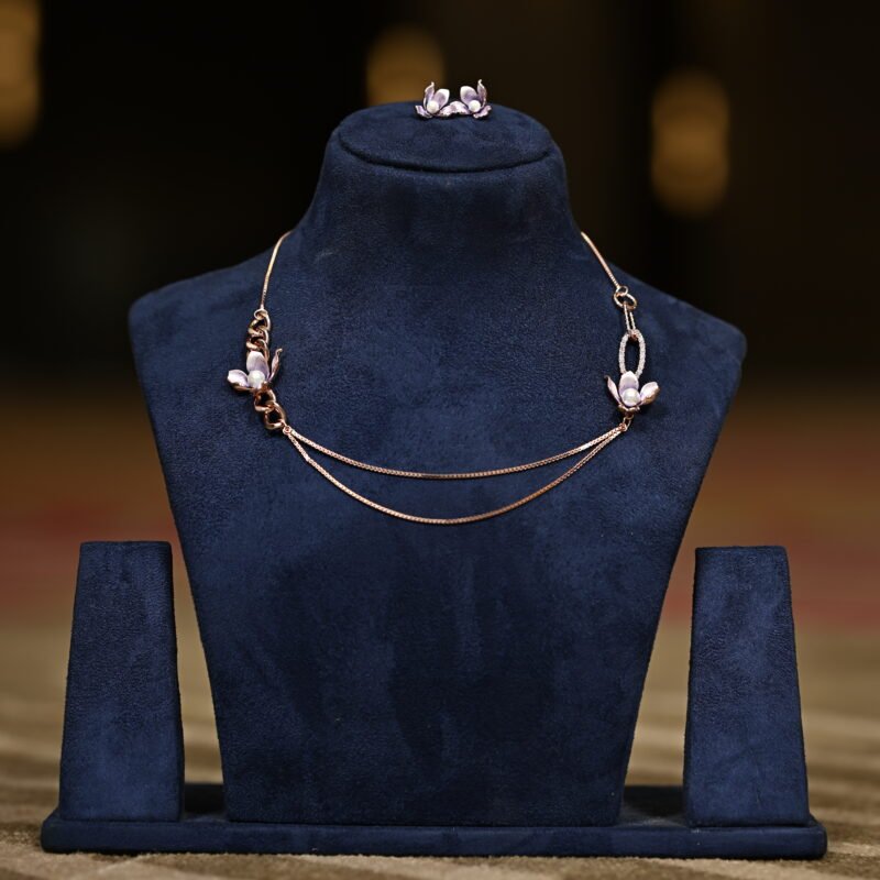 silver floral link necklace - Image 3