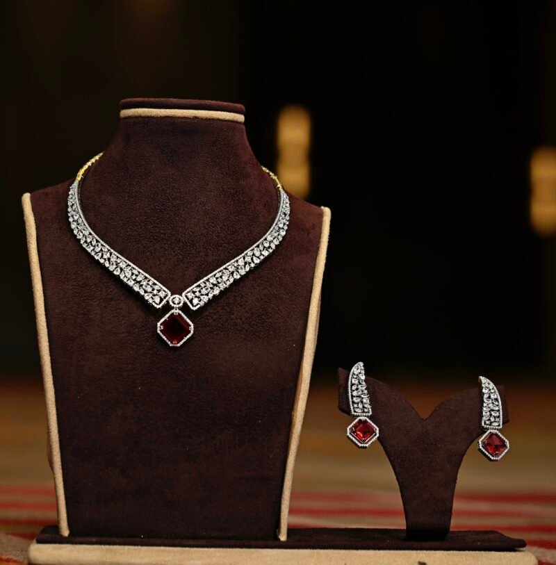 Silver Ruby Charm Necklace - Image 2