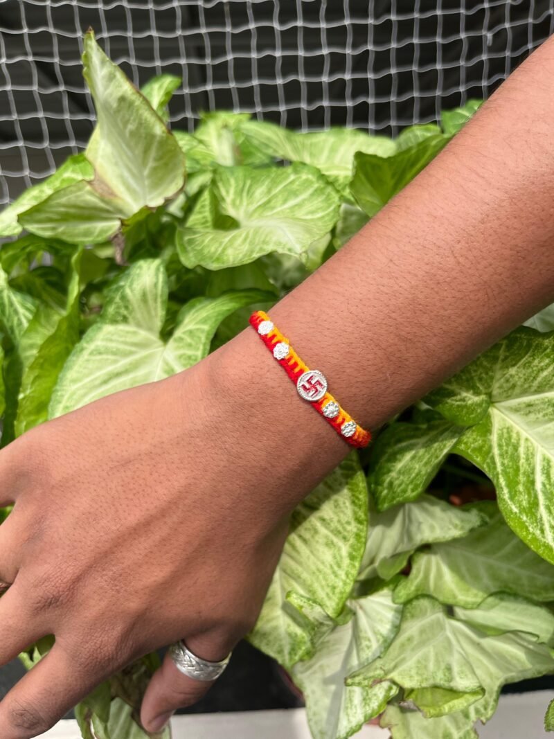Silver Swastik Rakhi - Image 2
