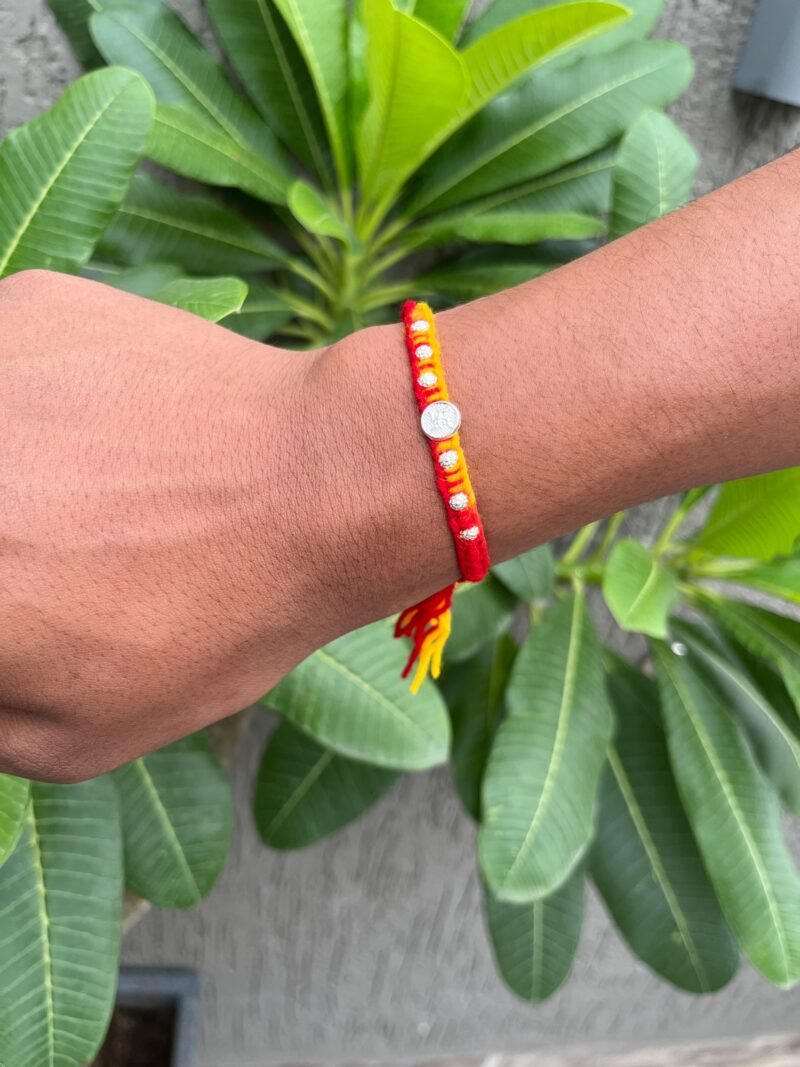 Blessed Bond Rakhi – Swastik Symbol of Strength & Love Premium Silver Rakhi
