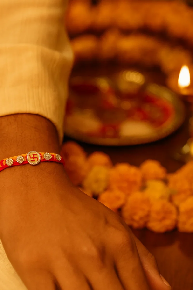 Silver Swastik Rakhi