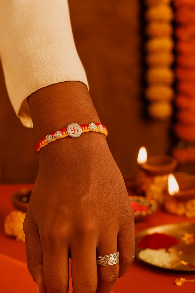 Silver Swastik Rakhi - Image 4