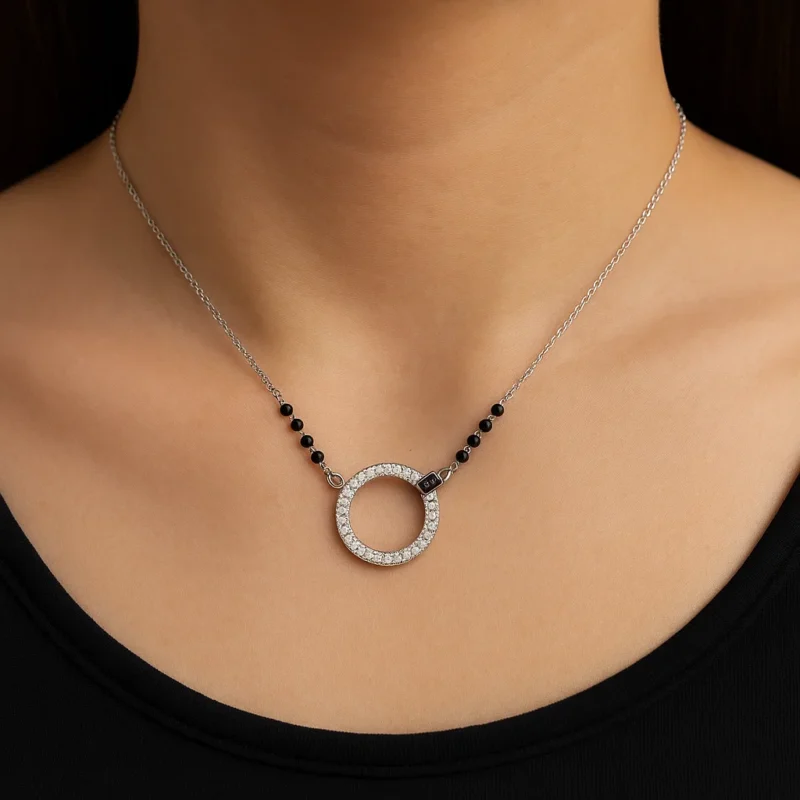 Pure 925 Silver Onyx Mangalsutra