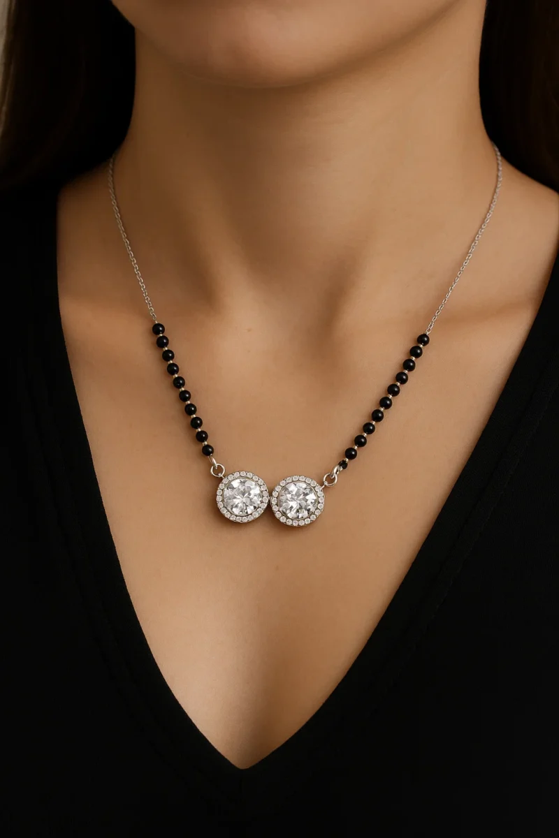 Pure 925 Silver Classic Double solitaire Mangalsutra